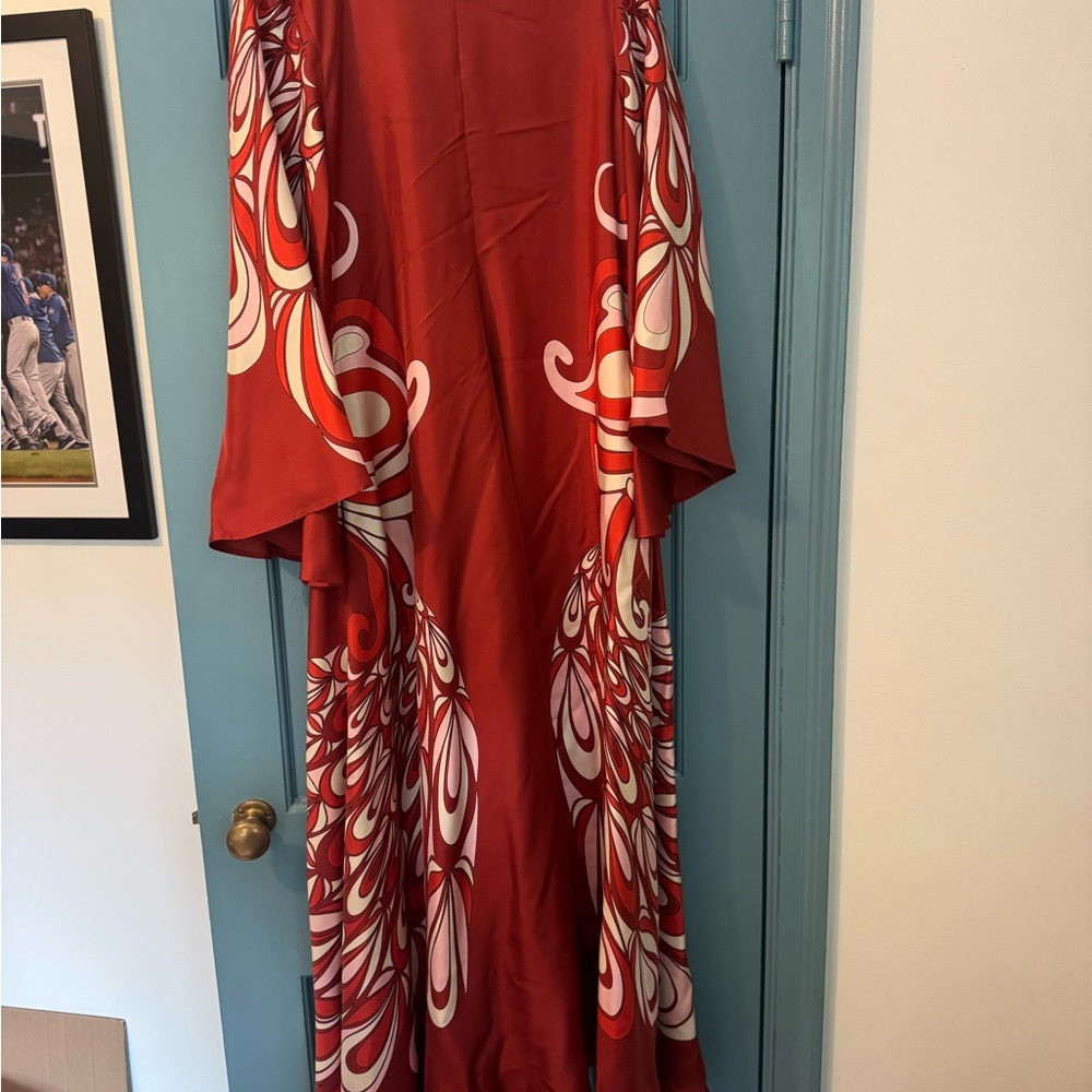 LA DoubleJ Red caftan with White Accents